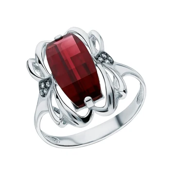 

Silver ring with cubic zirconia and Garnet synthetic sunlight sample 925