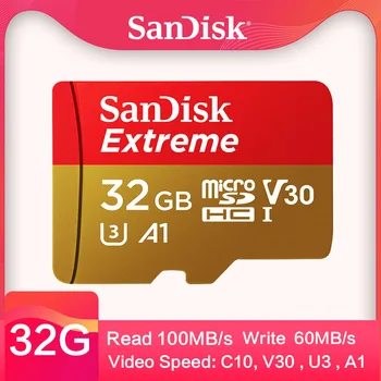 

SanDisk Extreme Micro SD card 32GB Class 10 U3 100MB/S 16GB 64GB microSD TF card 128GB Support Official Verification