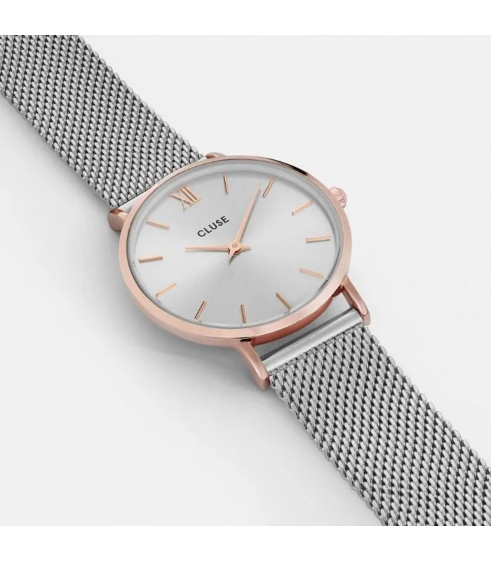 CLUSE часы MINUIT MESH розовое золото/серебро CL30025