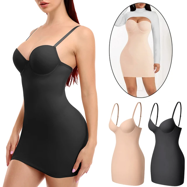 Body Shaper For Women Under Dress One Piece Full Slip Waist Trainer  Shapewear Classic Cami Dress With Adjustable Spaghetti Strap - AliExpress