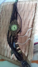 Relojes de pulsera Vintage para mujer y niña, pulsera con hoja, brazalete de cuero colgante, regalo