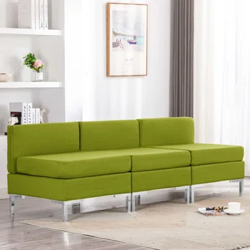 

Middle sofa Modular 3 PCs with green sofa fabric cushions