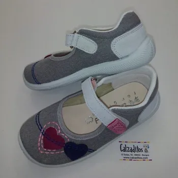 

Mary Janes textile gray padded with velcro, Dobsons.com Girls