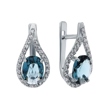 

Silver earrings with cubic zirconia and sunlight crystal jewelry sample 925