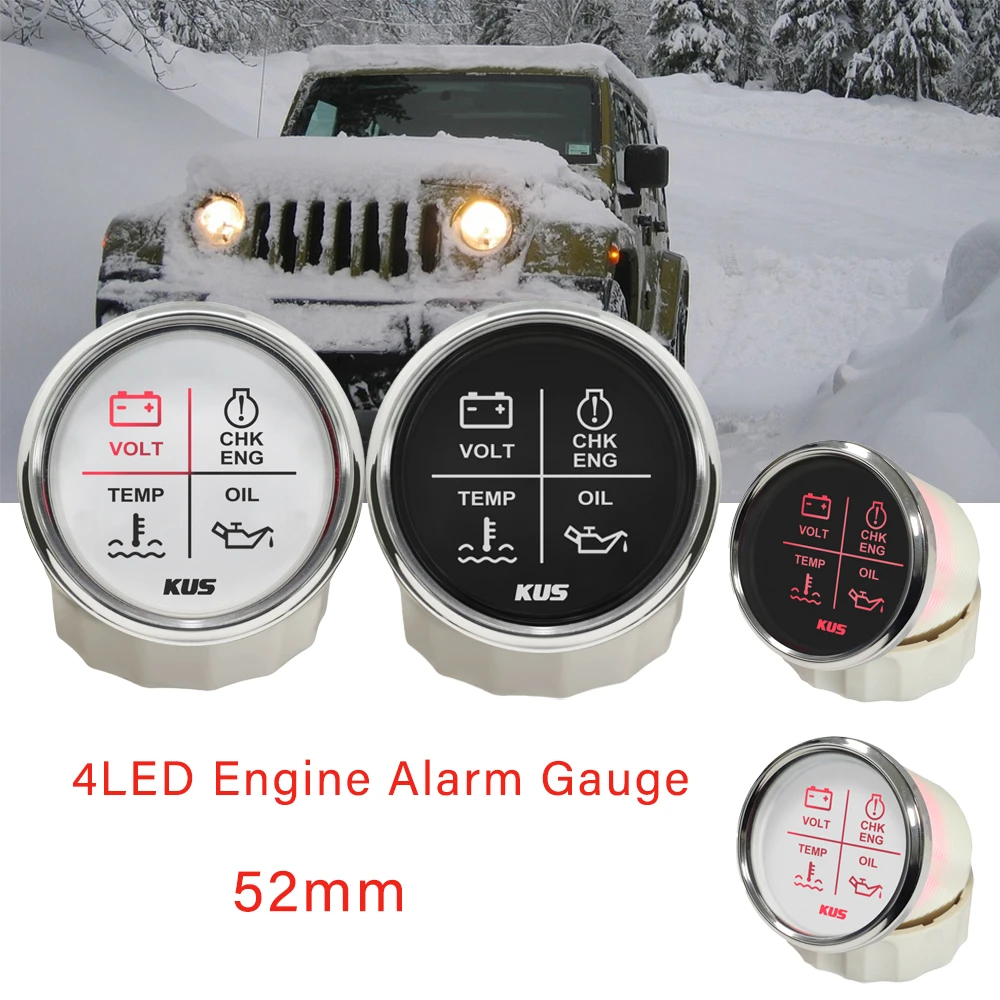 KUS 52mm 4LED Engine Alarm Gauge Meter for Car Boat AliExpress