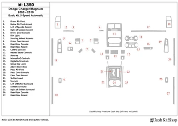 

Interior trim for Dodge Charger 2008-2010. Set L350.