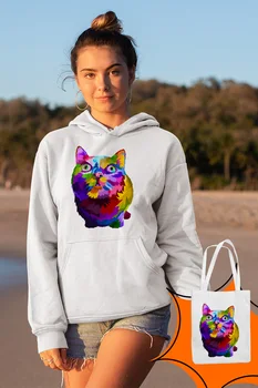

Angemiel Wear Curious Cat White Women 'S Hooded Sweatshirt Bags Kombin