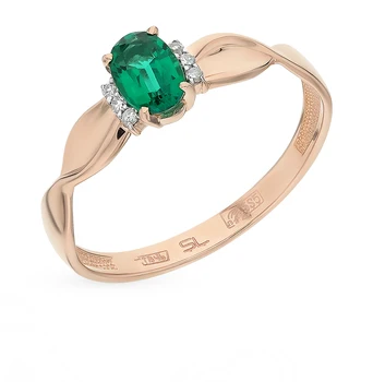 

Gold ring with emerald and diamonds sunlight sample 585