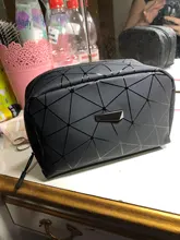 Neceser de viaje multifunción para mujer, bolsa de maquillaje geométrica, impermeable, portátil, organizador de artículos de tocador, novedad
