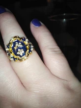 Anillo de flores esmaltado en azul y tinta chapada en oro Vintage, anillos de Signet grabados de diseño Simple para hombre, joyería gótica Punk para fiesta