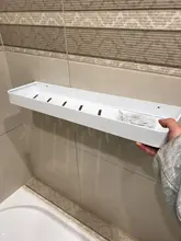 Bathroom Shelves Shampoo-Shelf White Aluminum Rack Painted-Space Single-Tier