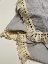 Manta de muselina de algodón con flecos para bebé, 2 capas, mantas con borlas para recién nacido, arrullo, cama, atrezos para fotografía de bebés, Toalla de baño para recién nacidos