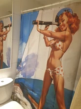 Shower Curtains American-Girl Polyester-Fabric Waterproof Woman 3D with 12-Hooks Washable