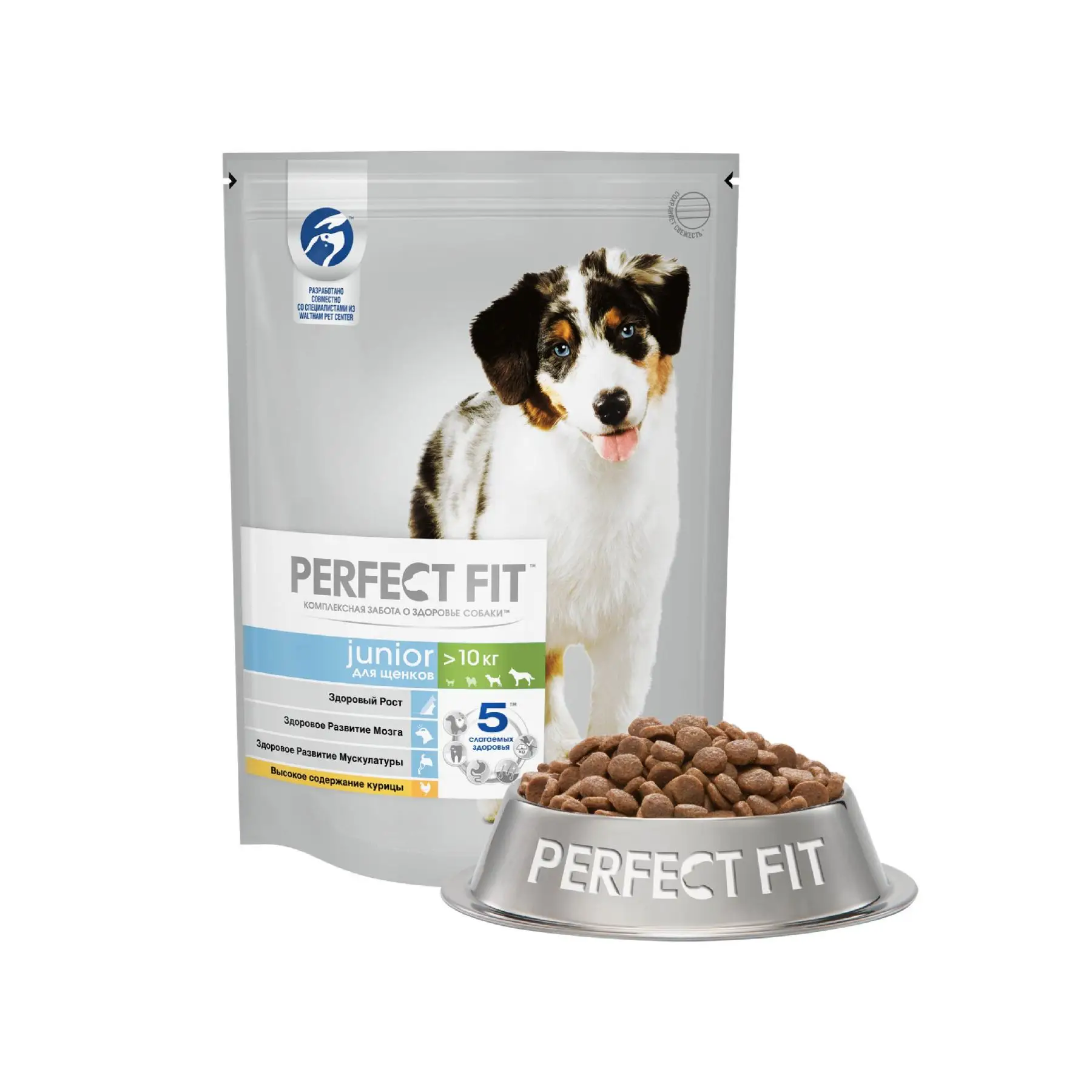Сухой корм PERFECT FIT с курицей для щенков средних и крупных пород, 800г