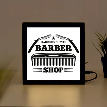 

Barber Shop Handcrafted Wooden Light Box Sign for Home, Restaurant, Coffee Shop Business Signage