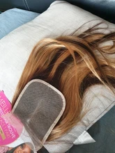 Allove-Cierre de encaje con realce, pelo liso, 4x4, cierre de encaje, cabello humano brasileño sin remaches, cierre de encaje suizo, 1 ud.