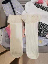 Calcetines largos hasta la rodilla para niñas pequeñas, de encaje de algodón suave, de princesa, con volantes, de 0 a 8 años