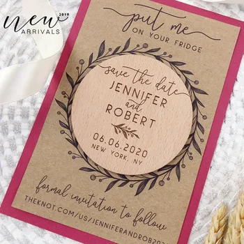 

Customize Wedding Wood Favors, rustic leaf Save the Date Magnets, Engraved Wedding announcement, Thank You Favor Tag,party decor