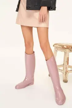 

Kauçuk yağmur çizmeleri kadınlar için su geçirmez yüksek topuk moda kızlar ayakkabı bayanlar orta buzağı botları PVC yağmur botl