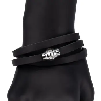 

Leather bracelet (genuine leather, magnetic lock, black) 55717