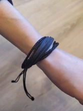 Pulsera trenzada de cuero para hombre y mujer, brazalete de surfista, joyas bohemias