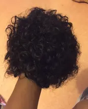 Corte Pixie-Peluca de cabello humano Afro rizado, hecha a máquina, corta, brasileña, Remy