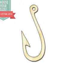 Рыболовный крючок-на заказ Выберите свой размер-Лазерная Резка деревянных художественных принадлежностей для рукоделия Настенный декор свадебный детский DCS312