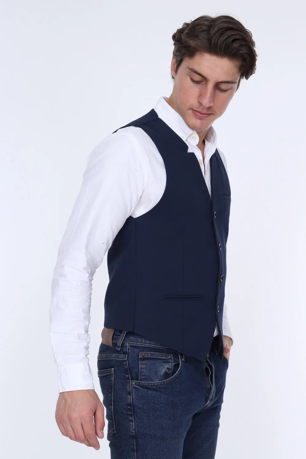 Мужской жилет ZENZEN 01375-темно-синий турецкий качество Стиль SLIM FIT Сделано в Турции европейский размер