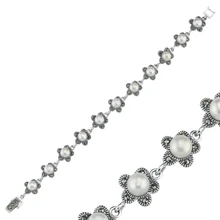 Серебряный 925 пробы Браслет из жемчуга и марказита