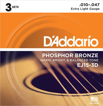 

Ej15-3d phosphor bronze box of 3 set String extra light 10-47 D'Addario