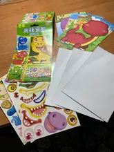 Pegatinas de rompecabezas para niños, juegos de rompecabezas de princesa de cara a cara, dinosaurio de ensamblaje, juguete educativo de entrenamiento de reconocimiento