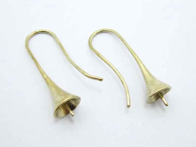 

10pcs Brass Earring Hooks, Half Drilled Pearl Setting, 27.6mm, Raw Brass Ear Eires, Earring Supplies, Jewelry Making R2053