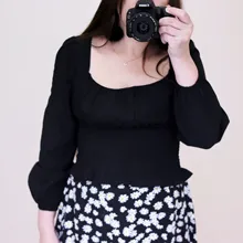 Short Blouses Womens Tops Long-Sleeve Vintage Square-Collar Casual Simple New Bow Solid