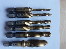 Taladro titanio plateado caña hexagonal HSS rosca de tornillo broca métrica taladro Bits máquina para tornillos compuesto M3 M4 M5 M6 M8 M10 herramientas de mano