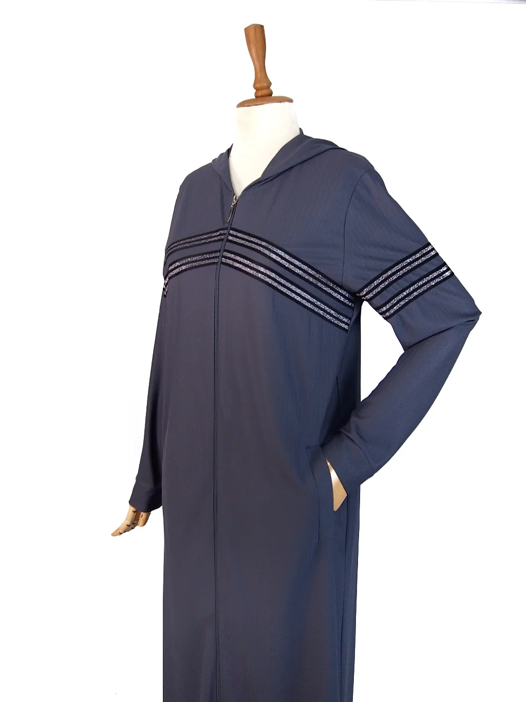 Muslim Abaya Tracksuit Sport Long Dress Women Eid Kaftan Islamic Clothing Hoddies Abayas with Pockets Caftan Robe Femme Reis