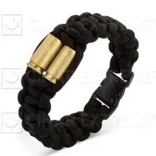 Черный паракордовый браслет с двумя пулями