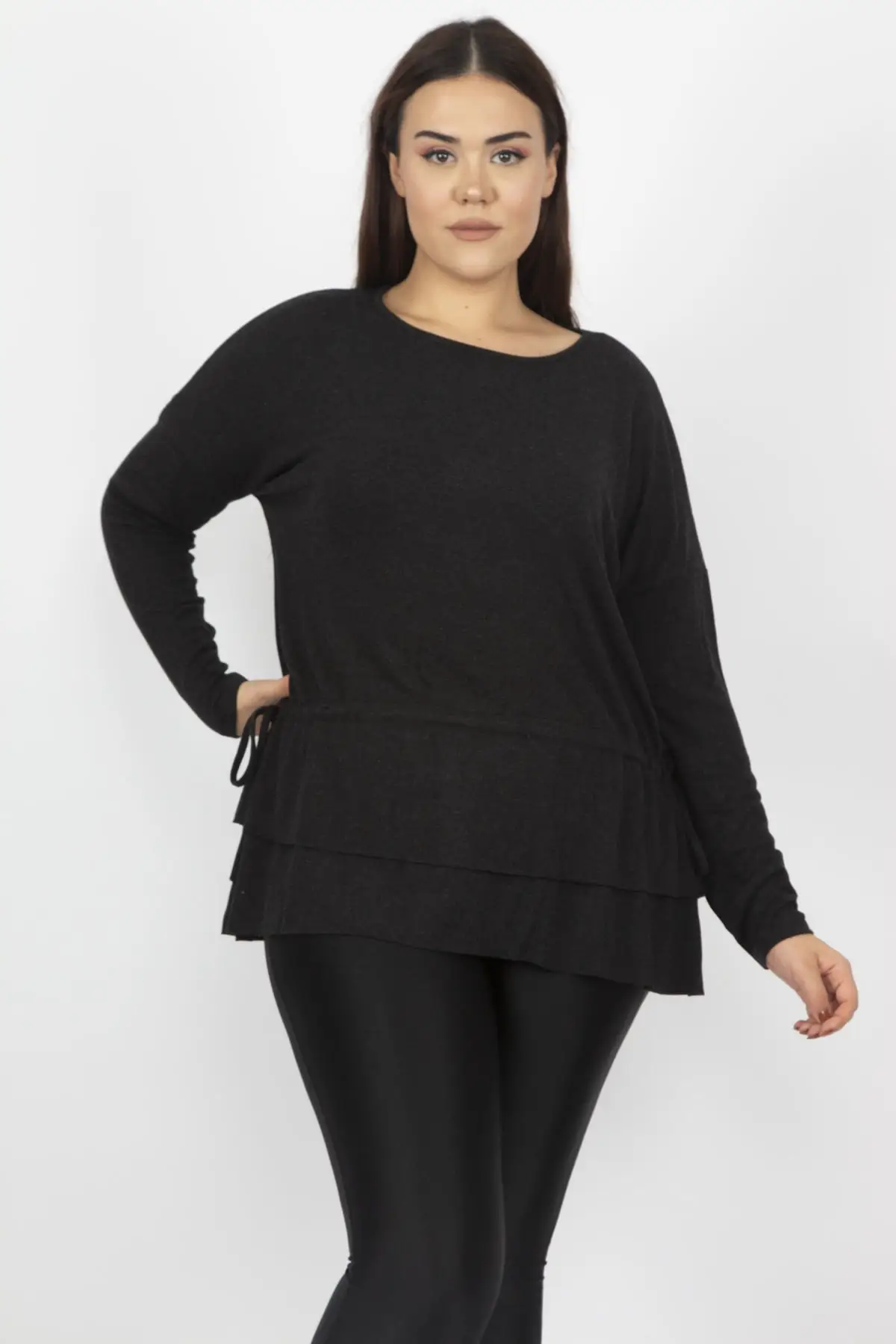 Sans Textile женская черная маховик детальная шерстяная вискозная блузка 65N13810 |