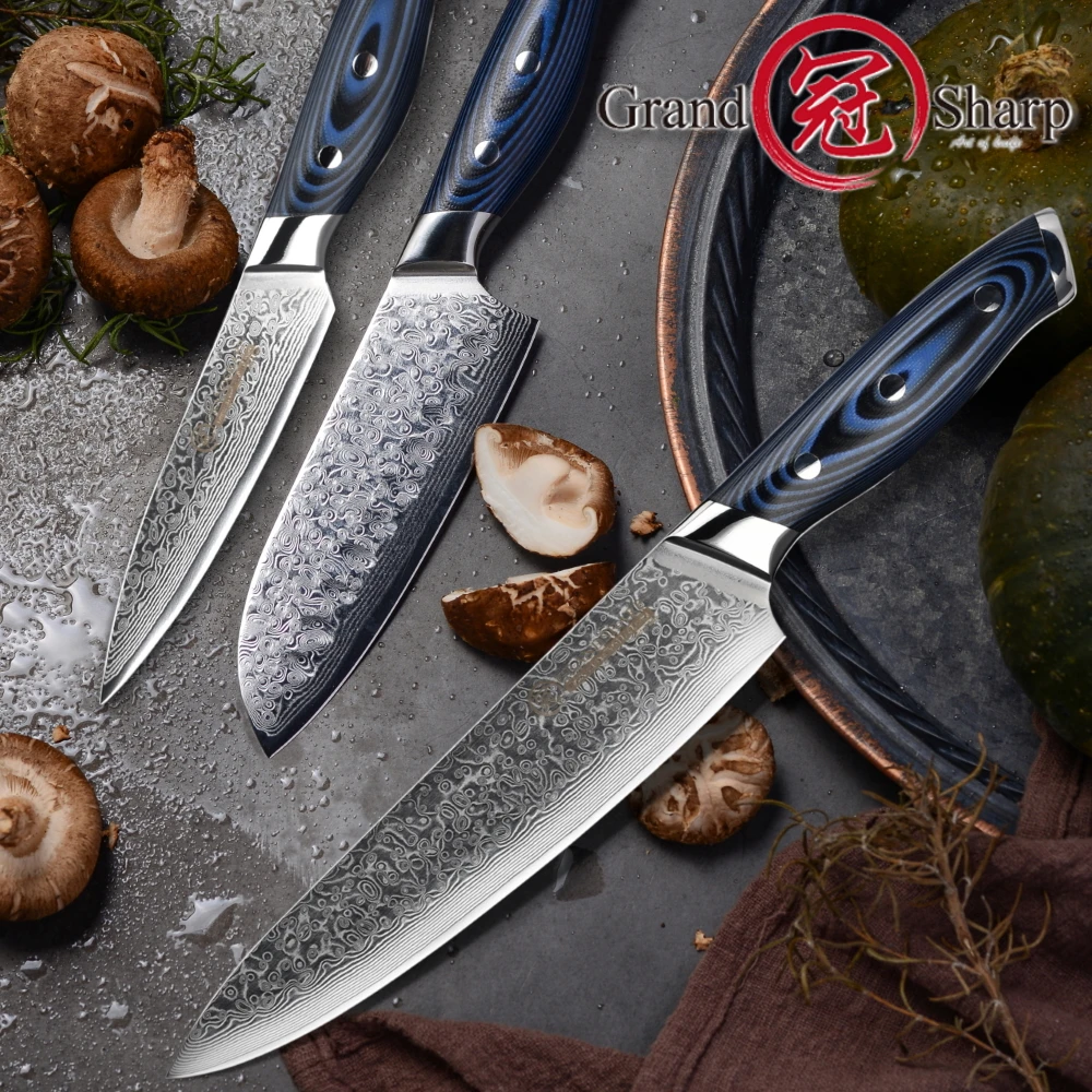 3 шт. кухонные ножи из дамасской стали|knife set|damascus knife setknife damascus set |