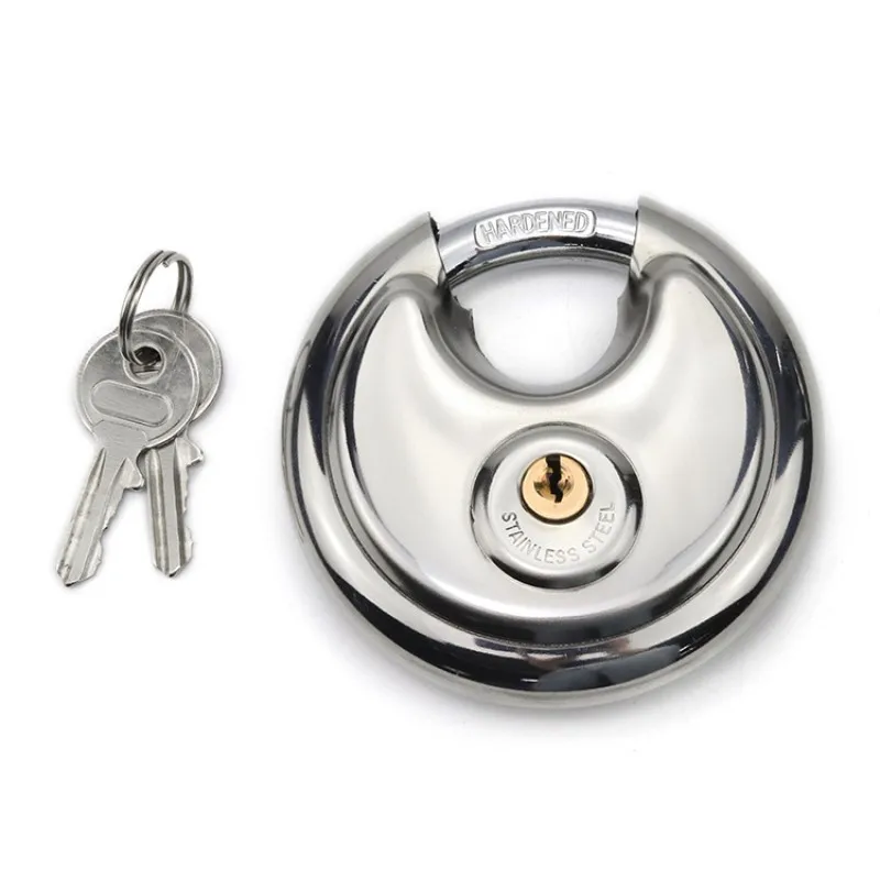 Cadeado de Disco Antiferrugem Impermeável Cadeado de Disco de Bloqueio de Disco Redondo Circular com Chaves 60 mm 70 mm Pesado Aço Inoxidável