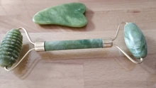Rodillo de piedra de Jade Natural para masaje Facial, masajeador de gua sha, rascador, herramientas adelgazantes de belleza, relajación de la piel