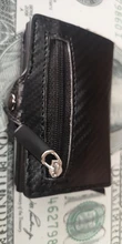 Tarjetero de Metal RFID con botón para hombre, Cartera de fibra de carbono con protección, delgada, antirrobo, 2021