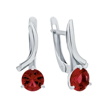 

Silver earrings with Garnet synthetic sunlight sample 925