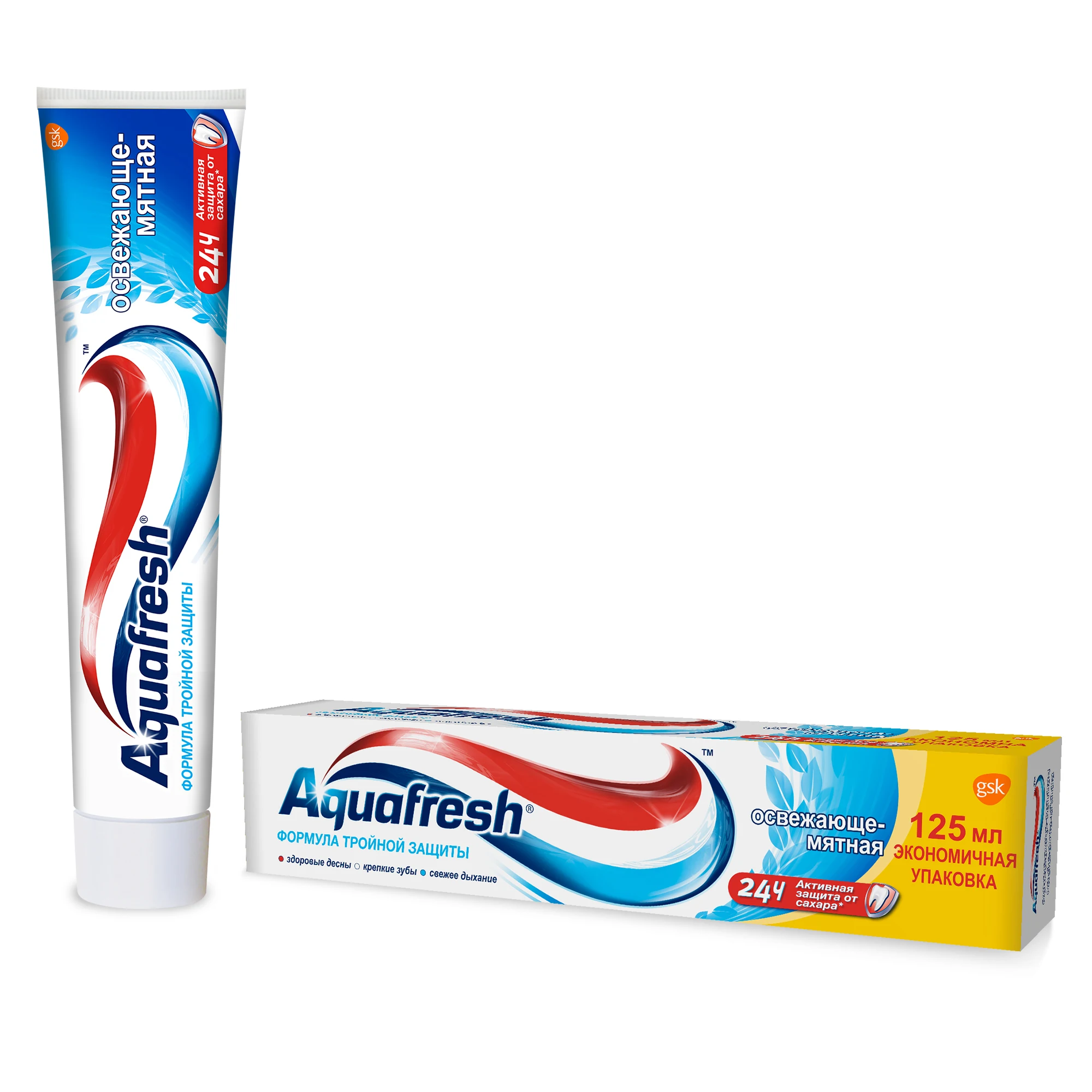 Aquafresh Аквафреш Тройная защита Освежающе-мятная, зубная паста, 125 мл