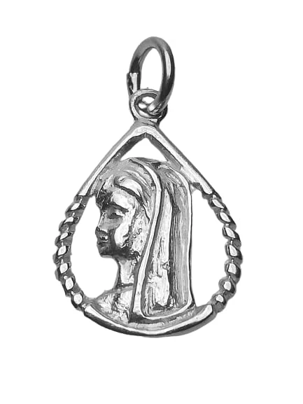 VIRGEN NIÑA - collar medalla plata 23mm - Joyas de Plata para