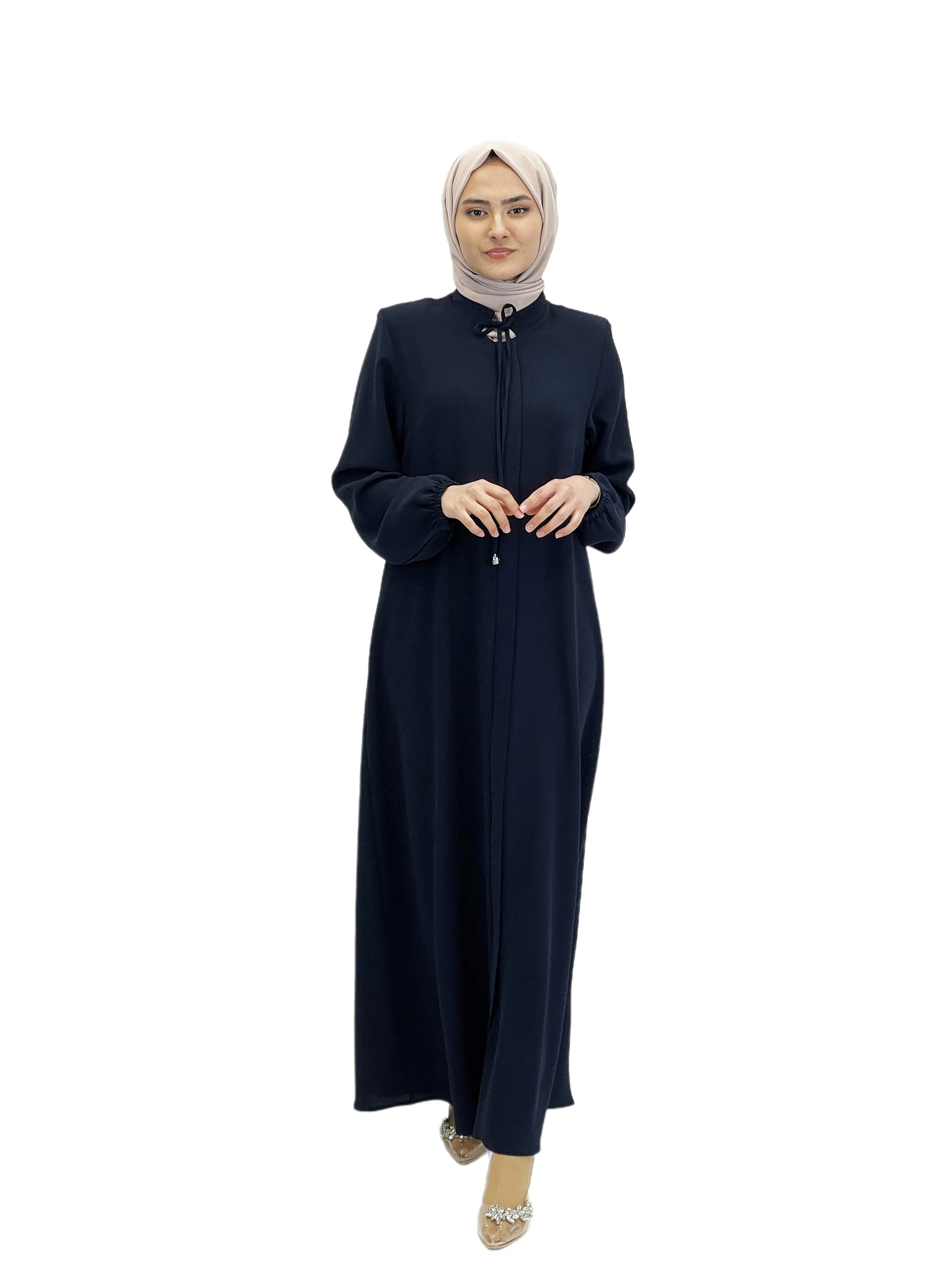 Maxi Abito Manica Lunga Abaya Per Abiti Musulmani Per Le Donne Tessuto Crepe Abbigliamento Casual Hijab Per Dubai Sport Abaya