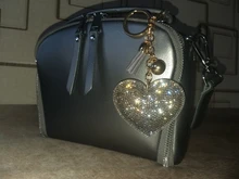 ZOSHI-Llavero borla cuero con forma de corazón, llavero con anilla para llaves, llavero de cristal de Metal, bolso con abalorio, colgante automático, regalo, precio al por mayor