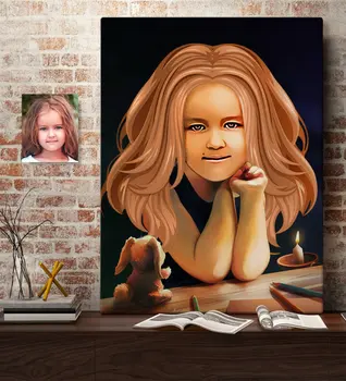 

Personalized Female Child Abstract Caricature Of Canvas table 70x100cm -1