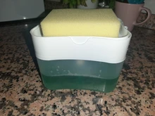 Dispensador de detergente líquido 2 en 1, caja de jabón líquido con prensa, organizador de bomba con esponja, herramienta de cocina, suministros de baño