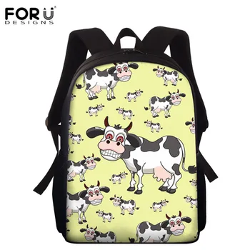 

FORUDESIGNS Children Backpack Cute Cows Animal Design Toddler Breathable Shoulder Schoolbag Girls Yellow Tops Kawaii Satchels