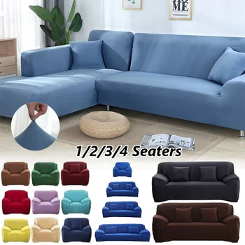 

Solid Sofa Covers for living Room Elastic Armchair Slipcover Stretch L shape Sectional Couch Cover Single Double Three Four seat